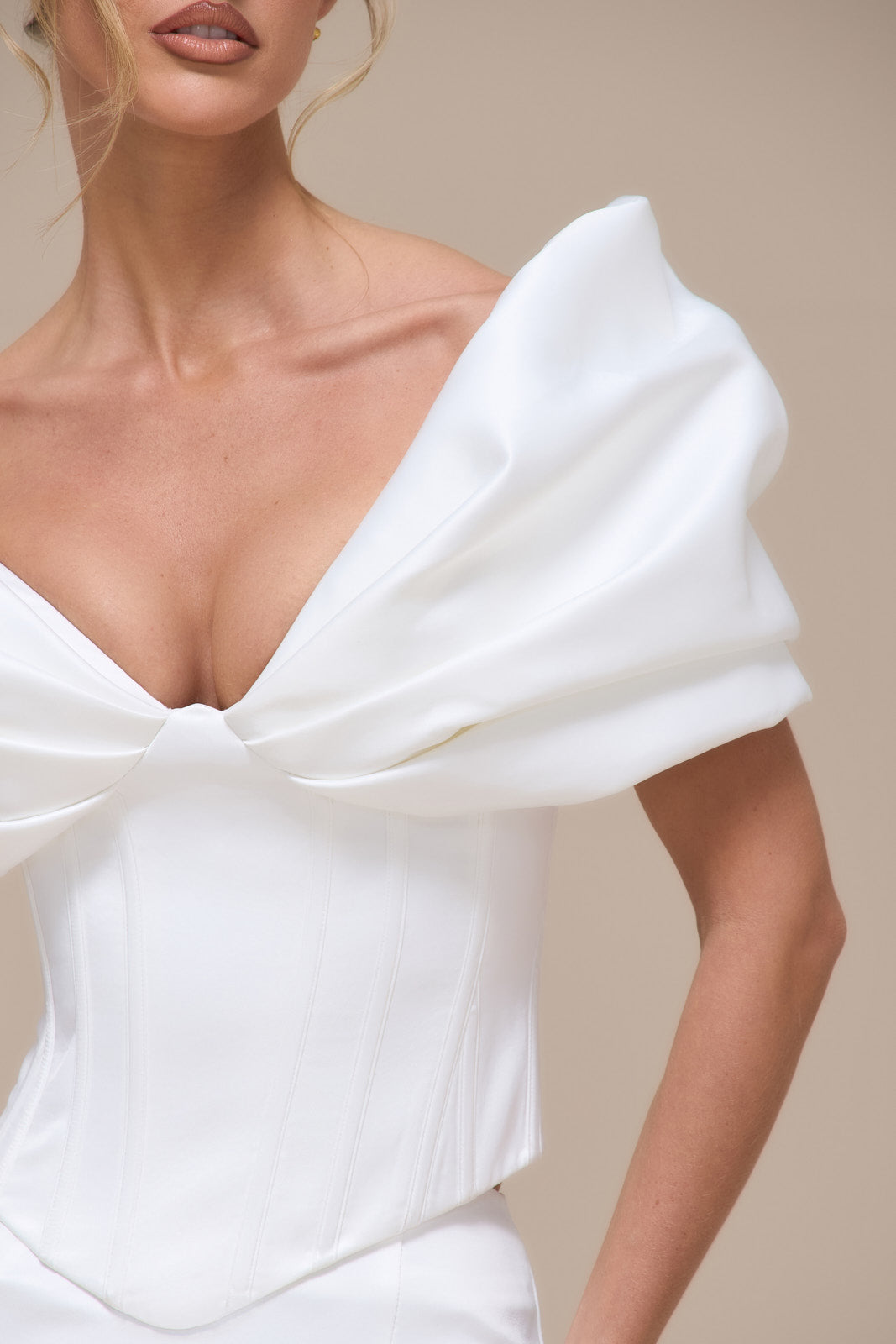 VIVIENNE OFF SHOULDER GATHERED CORSET | IVORY