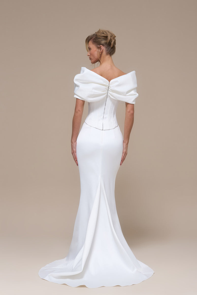 VIVIENNE HIGH WAIST MERMAID SKIRT WITH TRAIN | IVORY