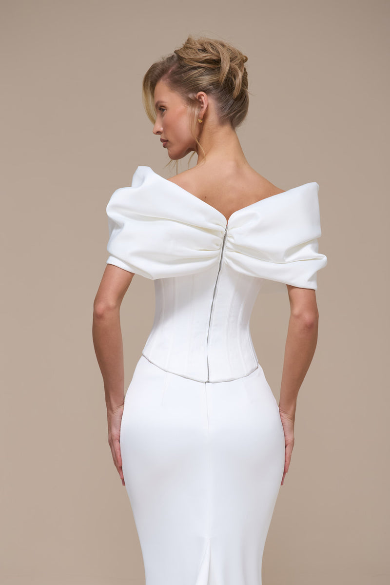 VIVIENNE OFF SHOULDER GATHERED CORSET | IVORY