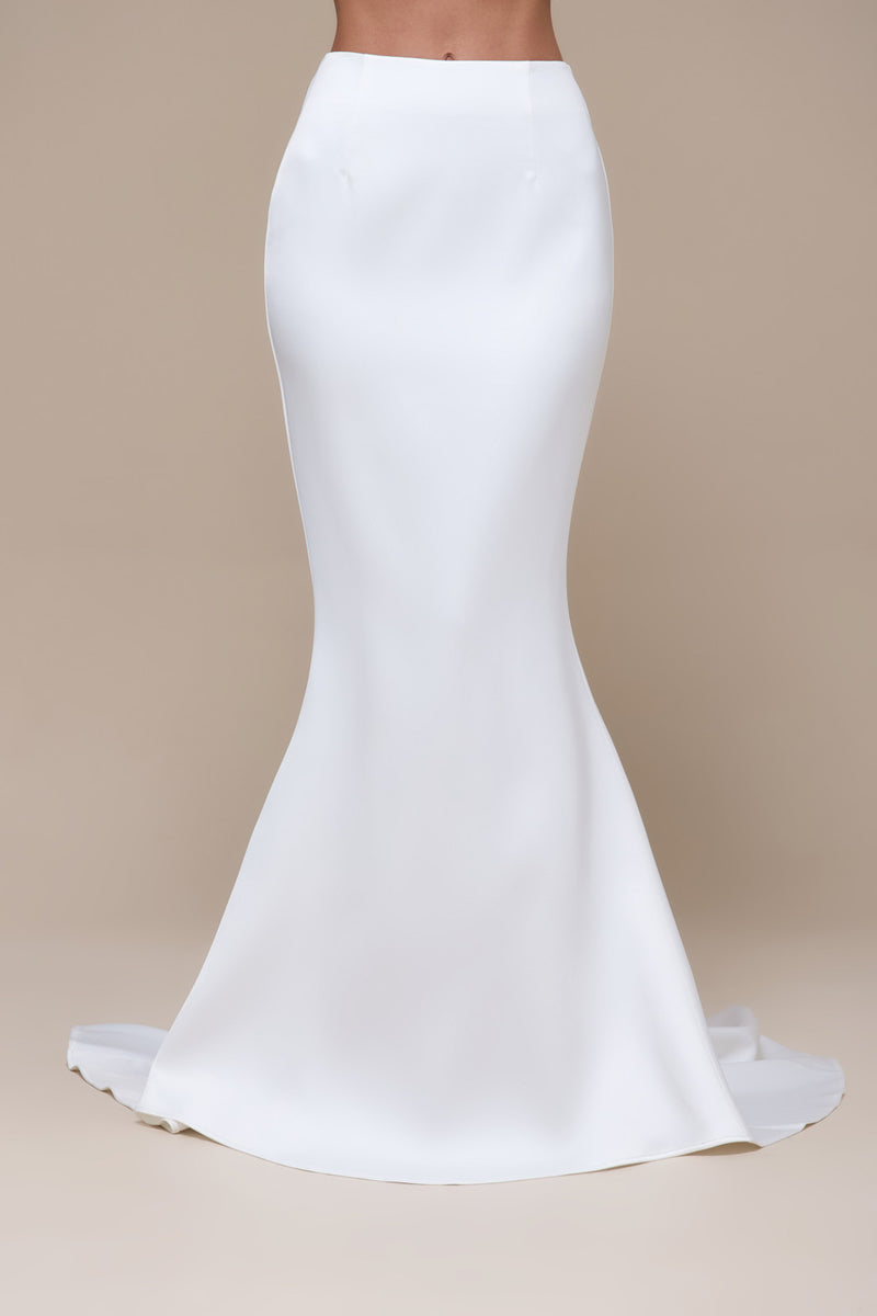 VIVIENNE HIGH WAIST MERMAID SKIRT WITH TRAIN | IVORY