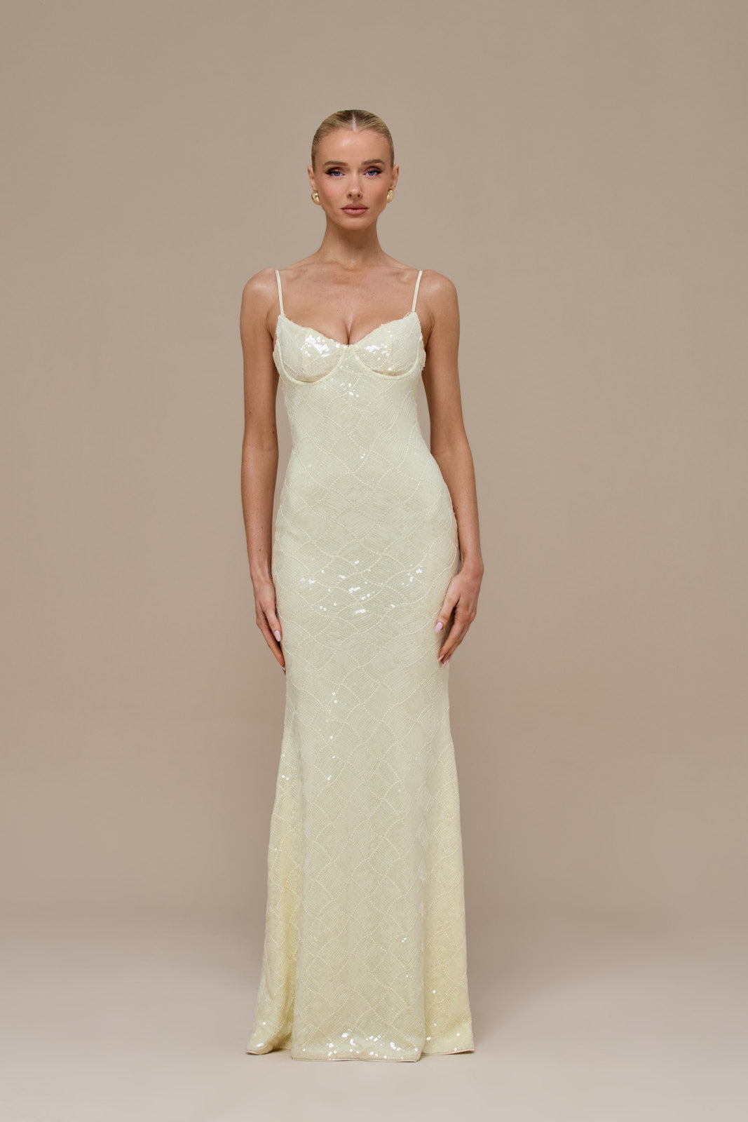 RHEA SEQUIN MAXI DRESS | LEMON