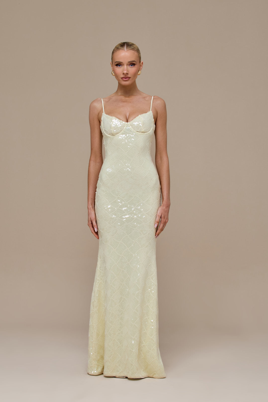 RHEA SEQUIN MAXI DRESS | LEMON