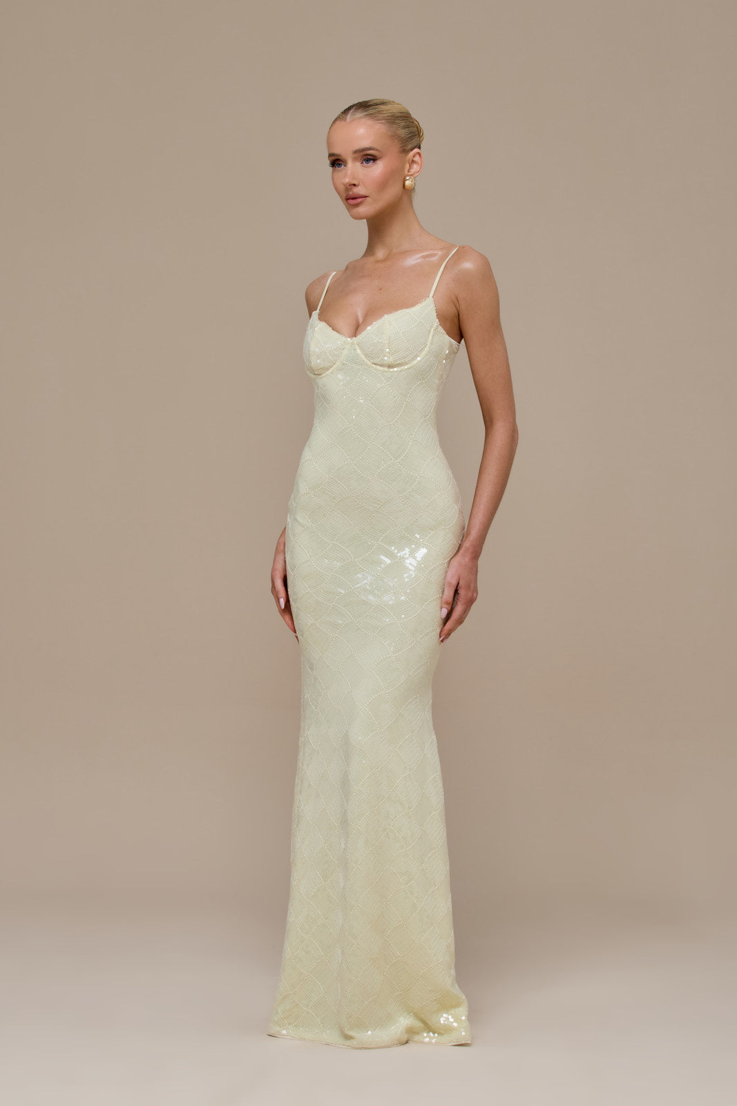 RHEA SEQUIN MAXI DRESS | LEMON