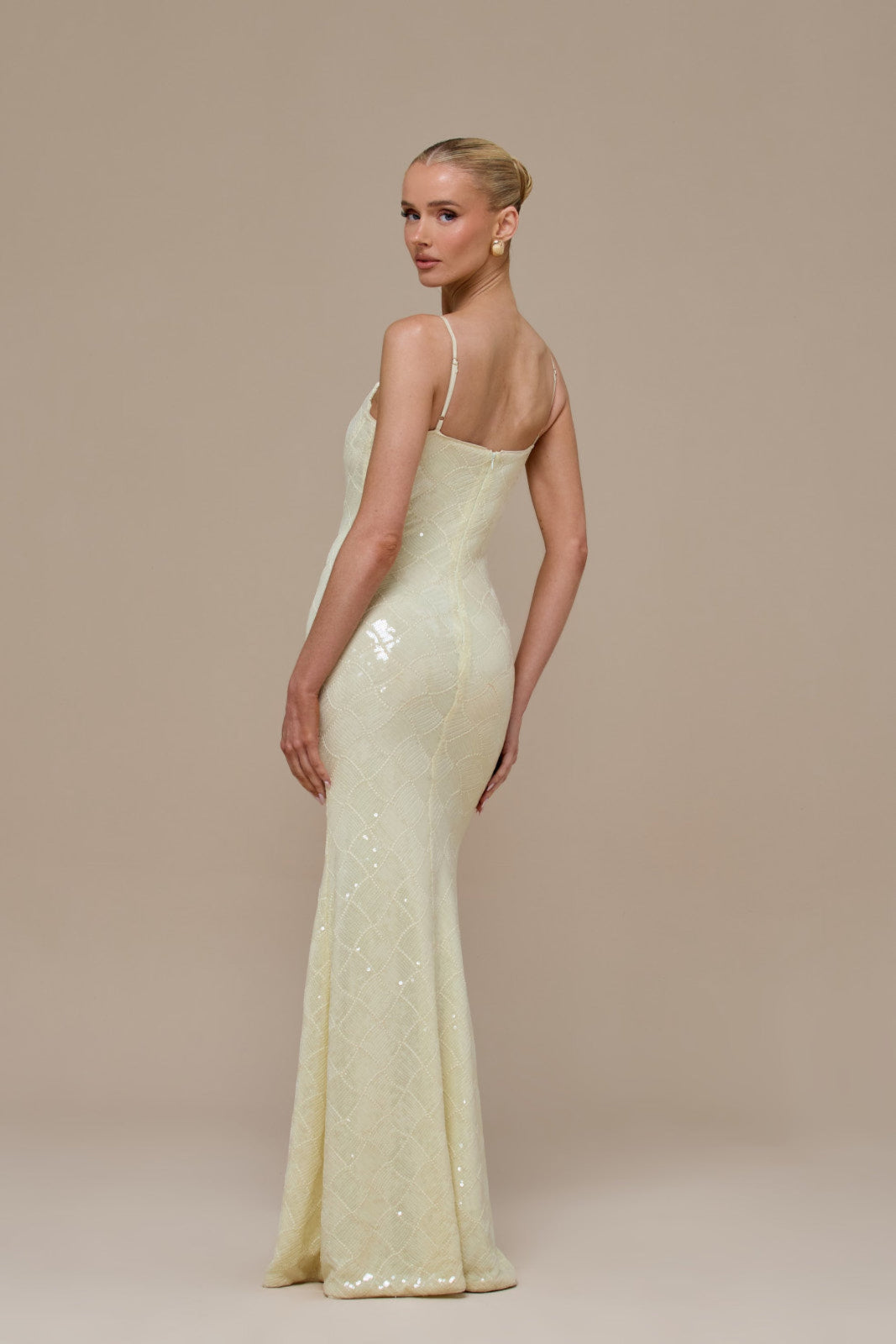 RHEA SEQUIN MAXI DRESS | LEMON