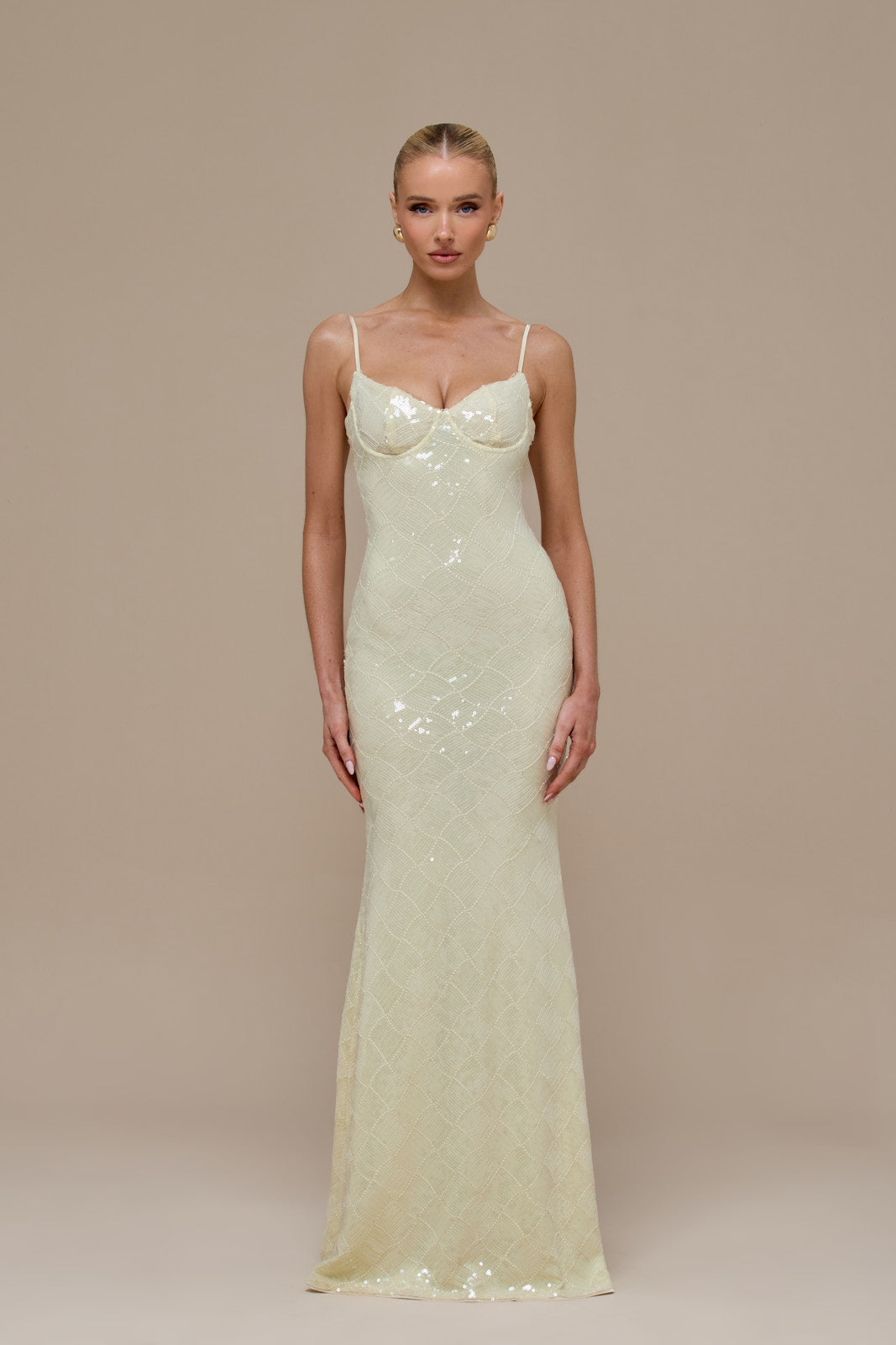 RHEA SEQUIN MAXI DRESS | LEMON