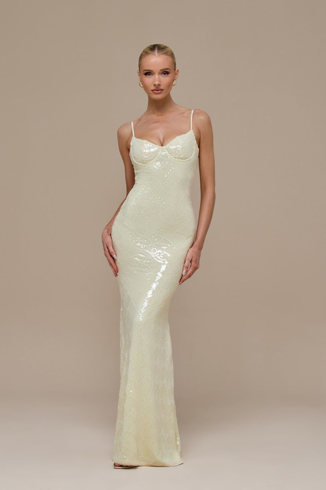 RHEA SEQUIN MAXI DRESS | LEMON