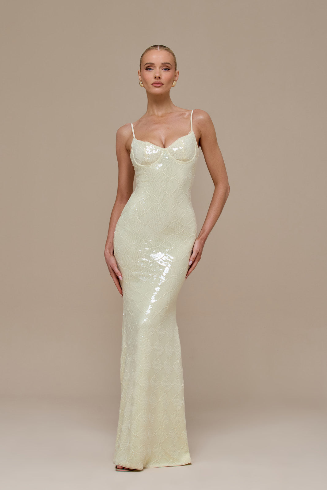 RHEA SEQUIN MAXI DRESS | LEMON
