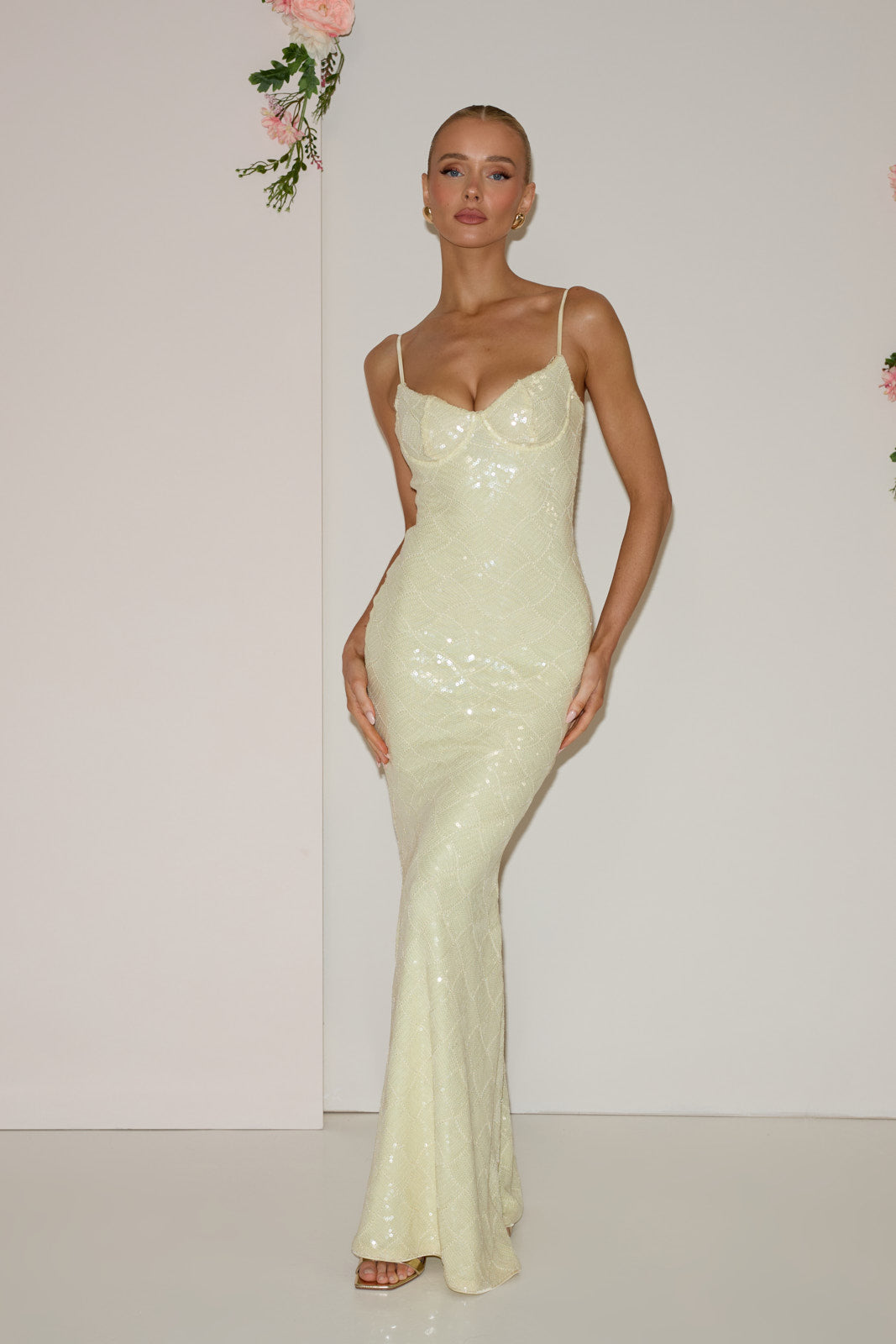 RHEA SEQUIN MAXI DRESS | LEMON