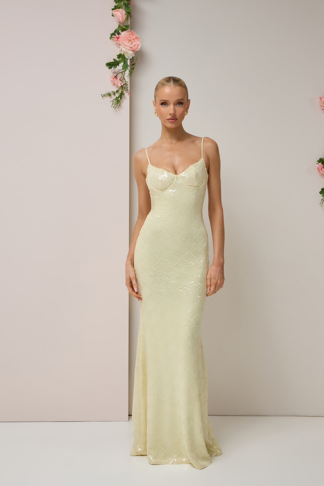 RHEA SEQUIN MAXI DRESS | LEMON