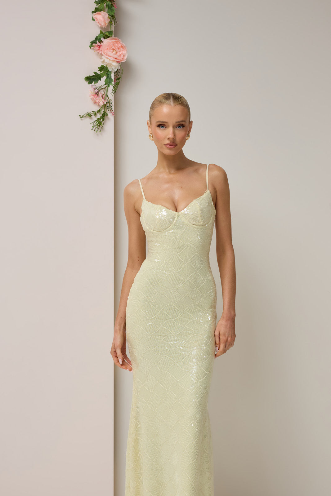 RHEA SEQUIN MAXI DRESS | LEMON