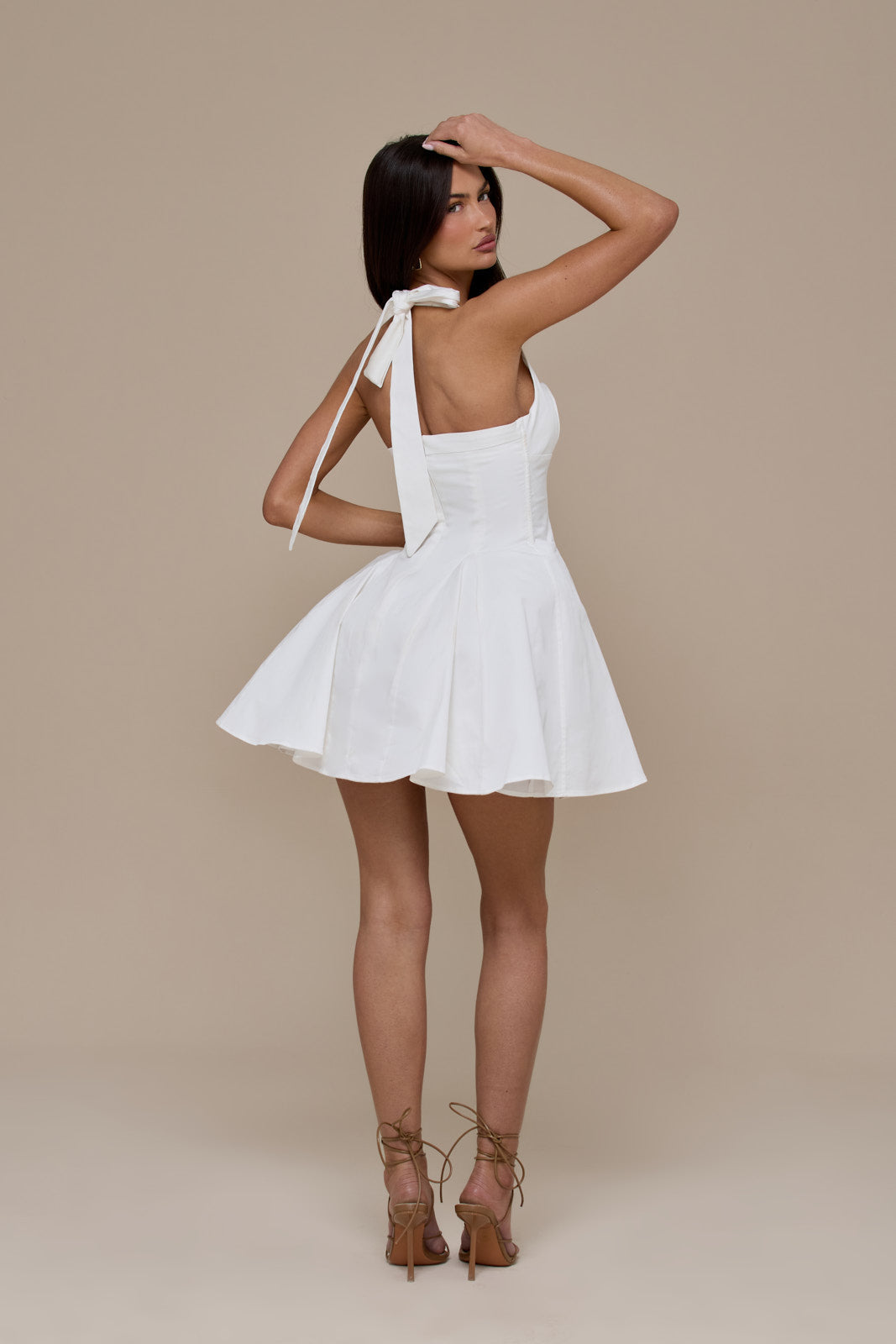 MARILYN HALTER NECK MINI DRESS | WHITE