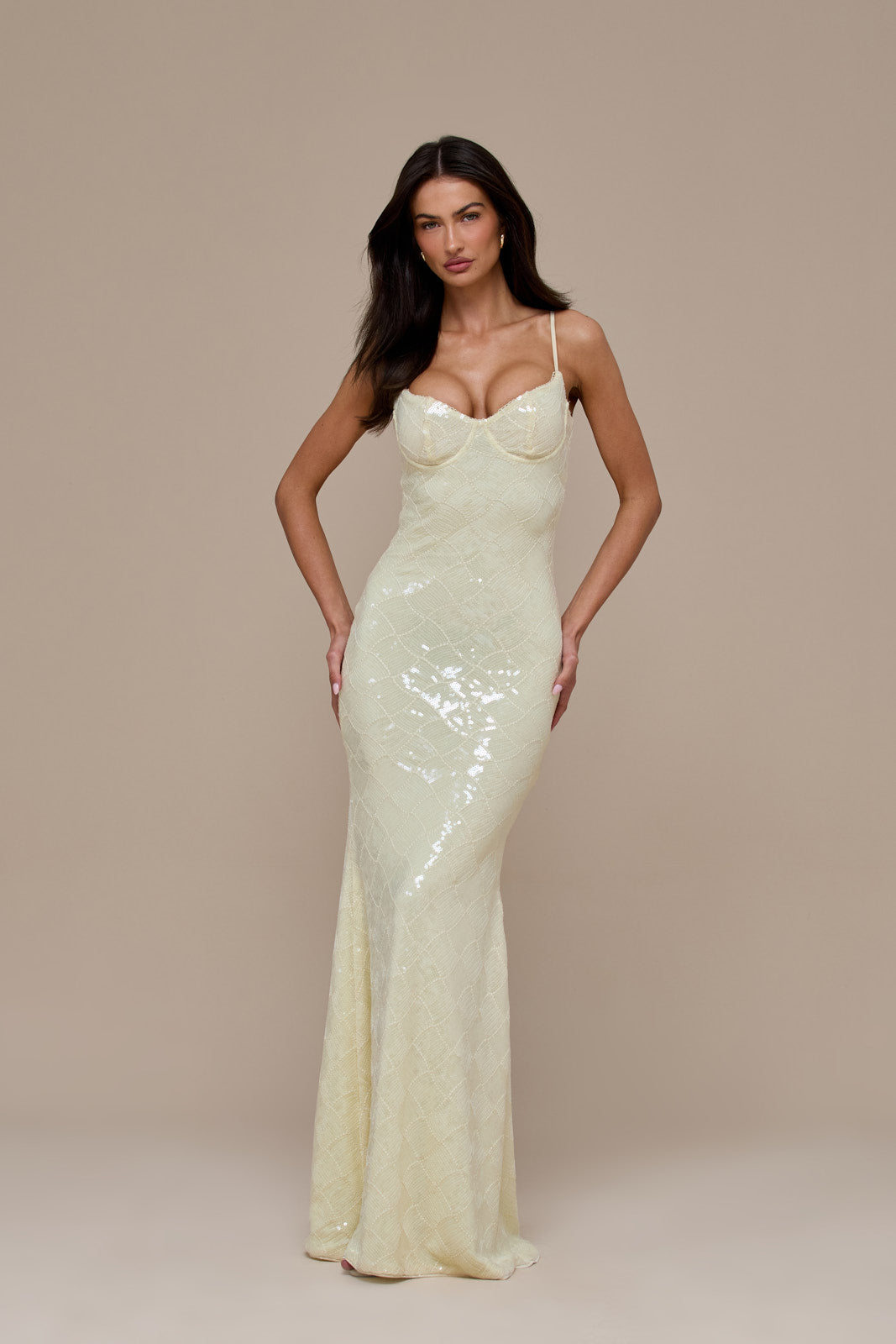 RHEA SEQUIN MAXI DRESS | LEMON