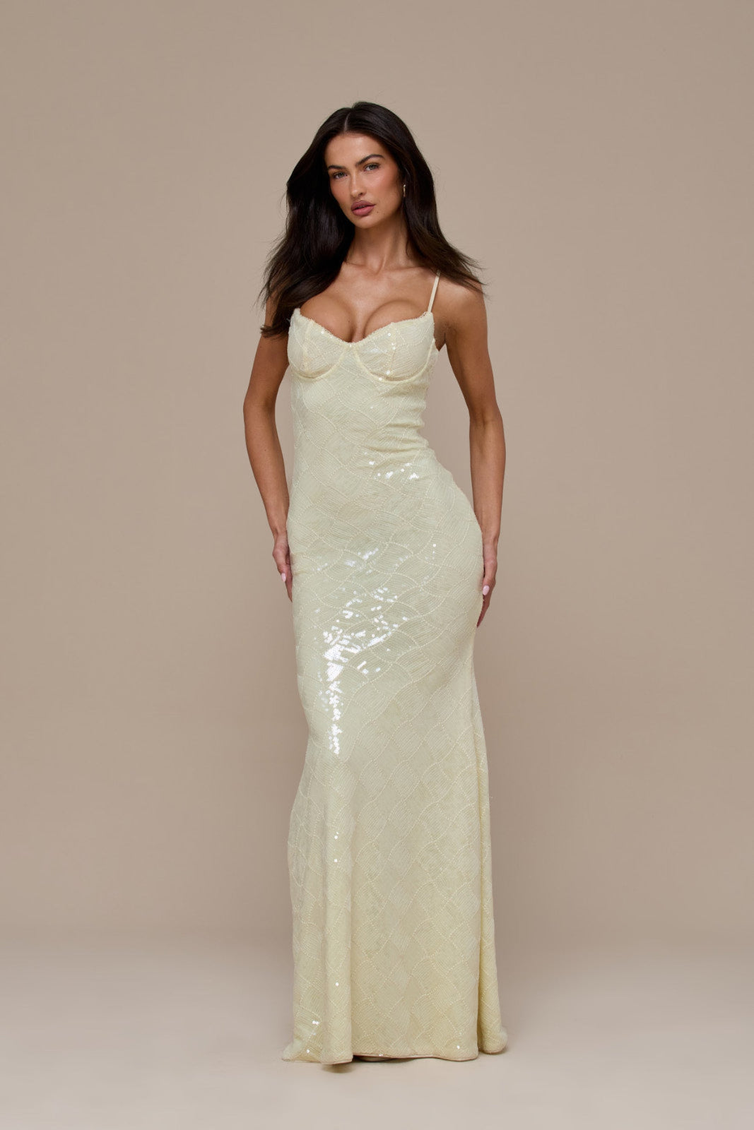 RHEA SEQUIN MAXI DRESS | LEMON