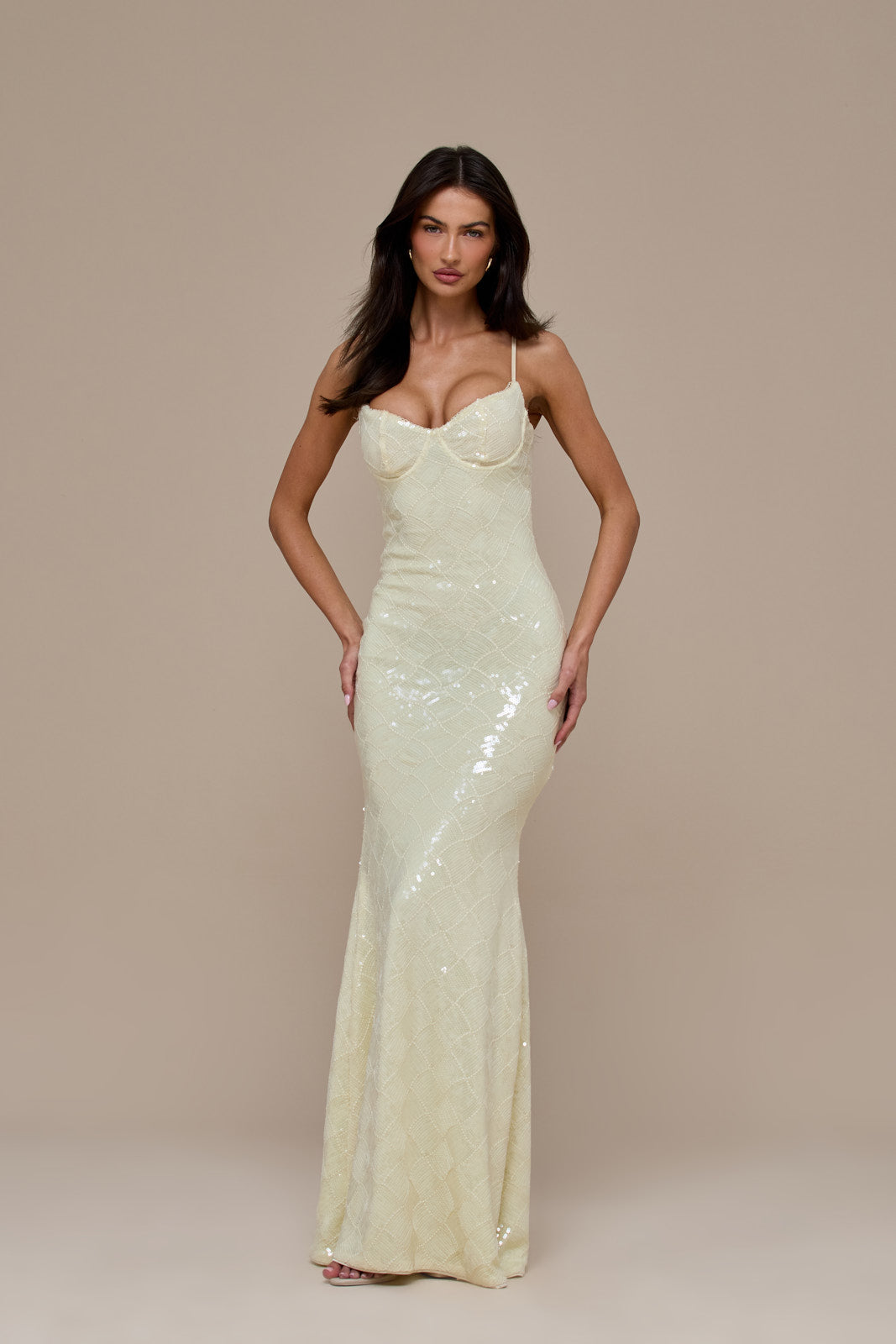 RHEA SEQUIN MAXI DRESS | LEMON