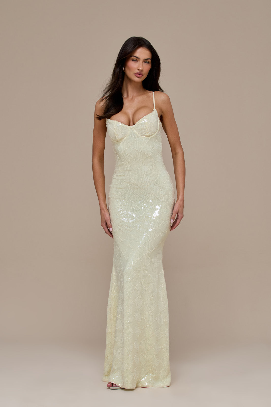 RHEA SEQUIN MAXI DRESS | LEMON