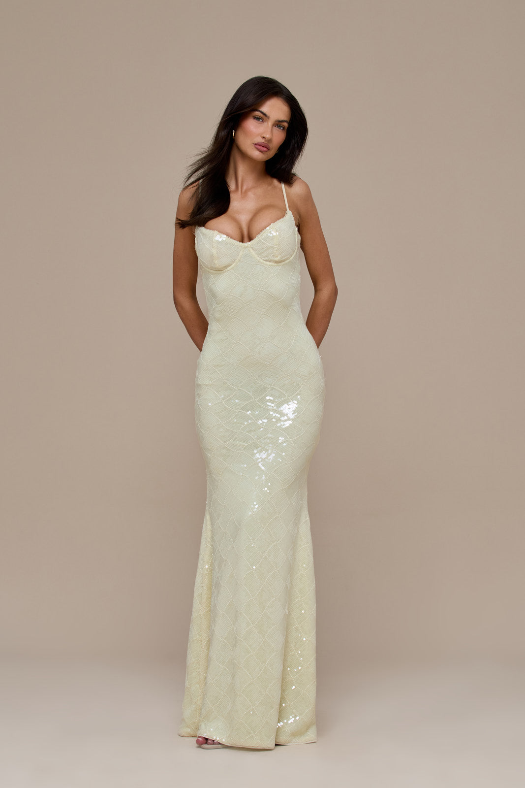 RHEA SEQUIN MAXI DRESS | LEMON