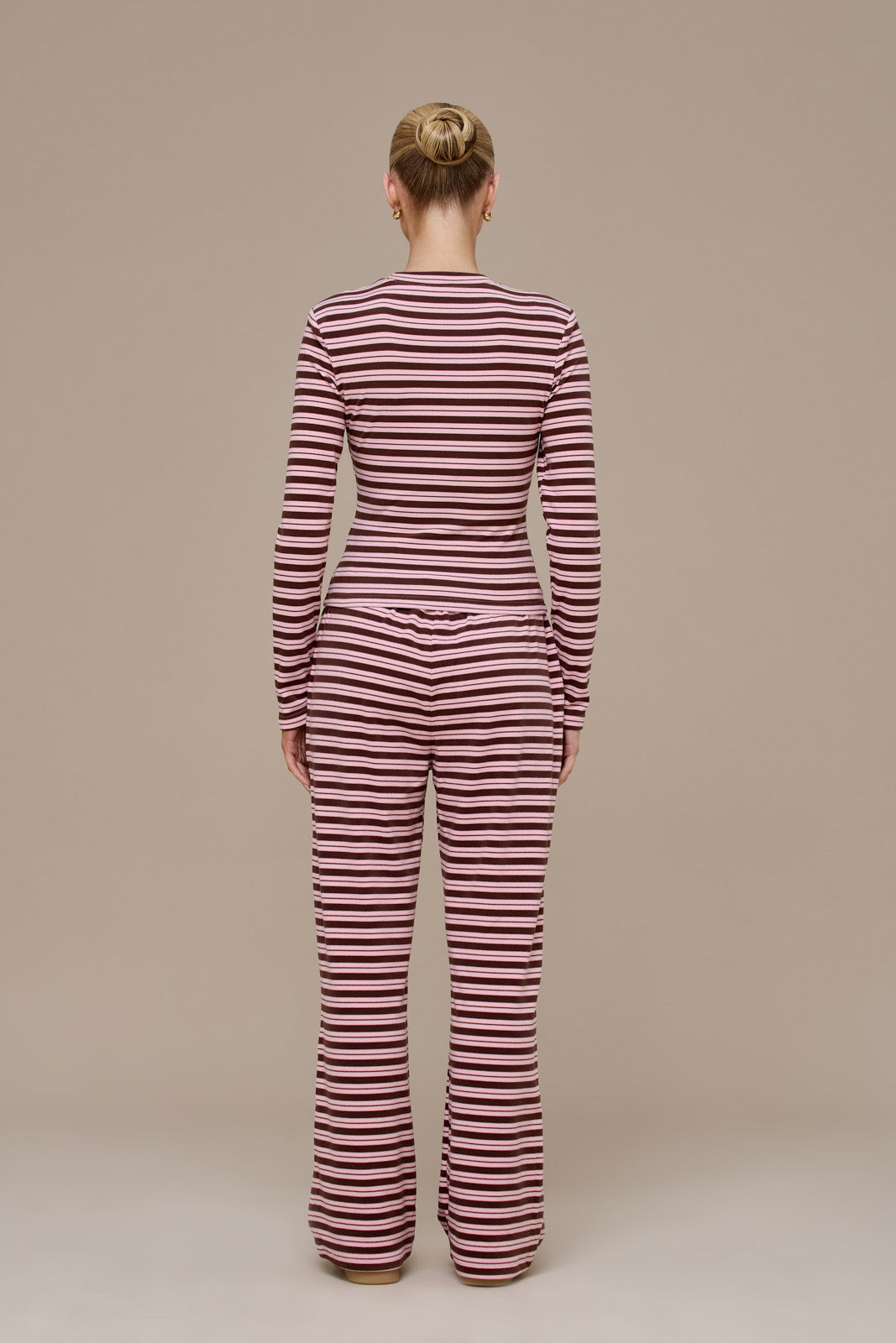 FRANKIE STRAIGHT LEG TROUSERS | BROWN & PINK