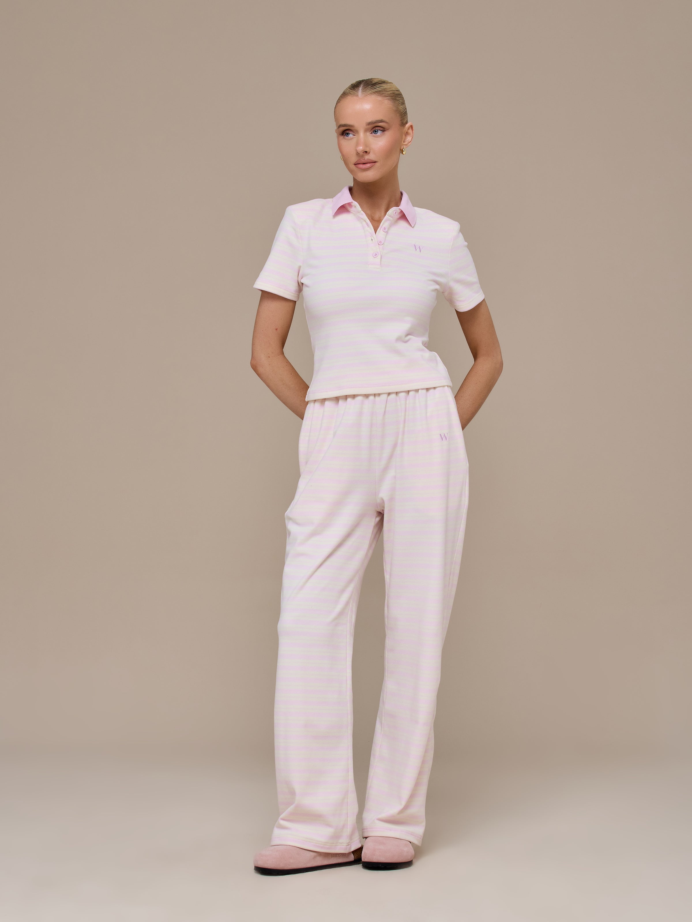 FRANKIE SHORT SLEEVE POLO TOP | PINK & LEMON