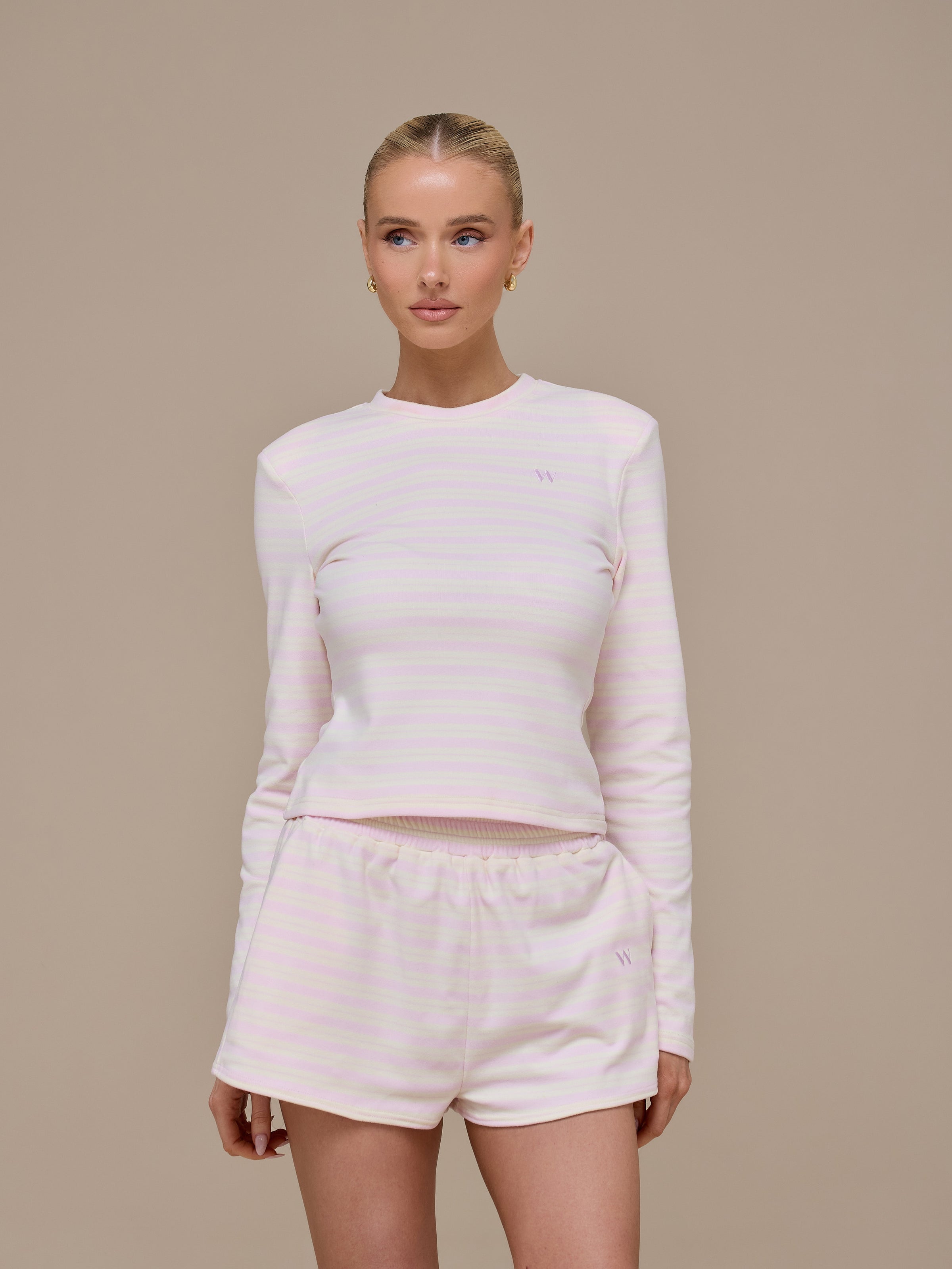 FRANKIE LONG SLEEVE ROUND NECK TOP | PINK & LEMON