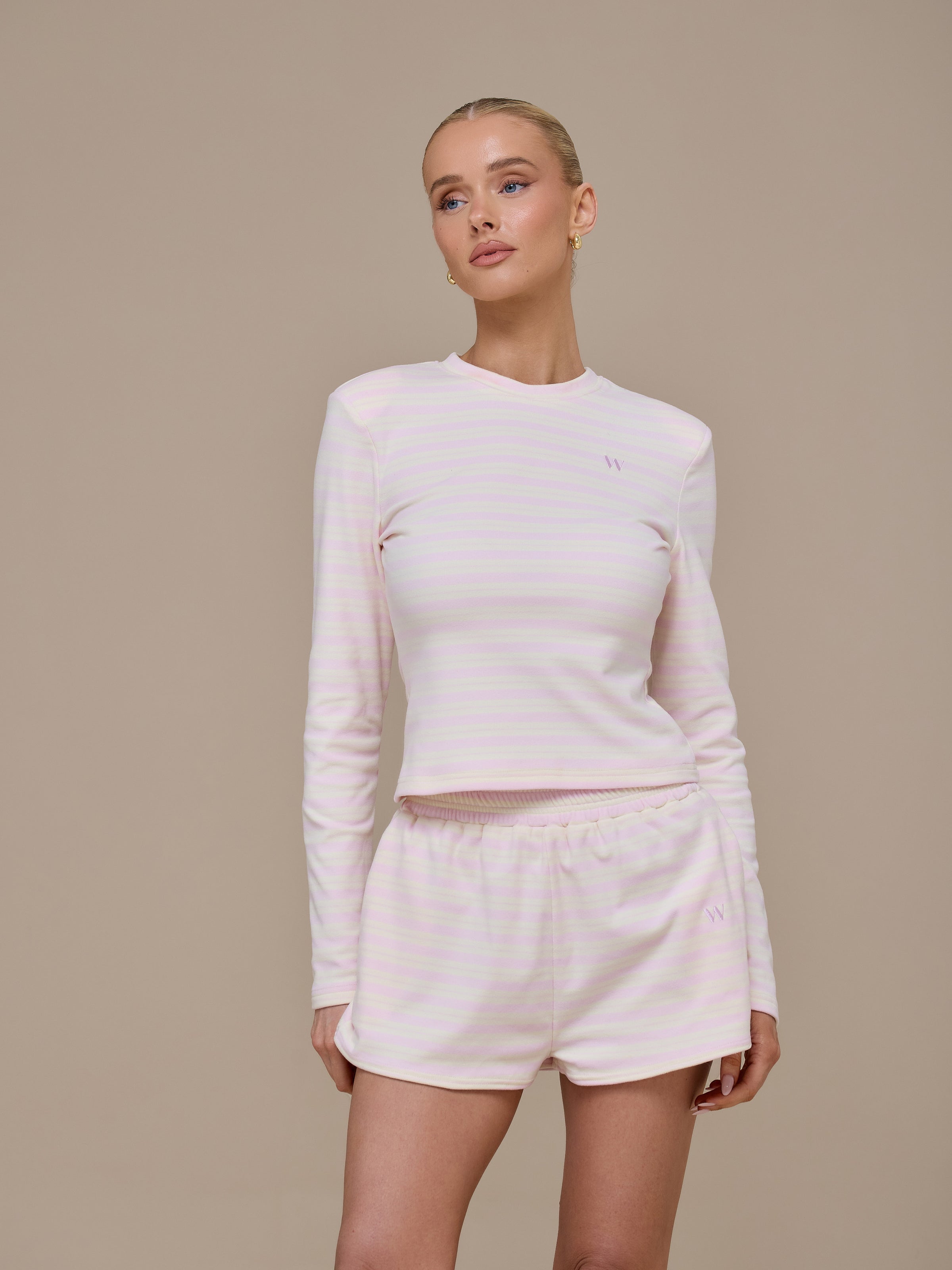 FRANKIE LONG SLEEVE ROUND NECK TOP | PINK & LEMON