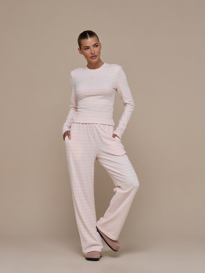 FRANKIE LONG SLEEVE ROUND NECK TOP | PINK & LEMON