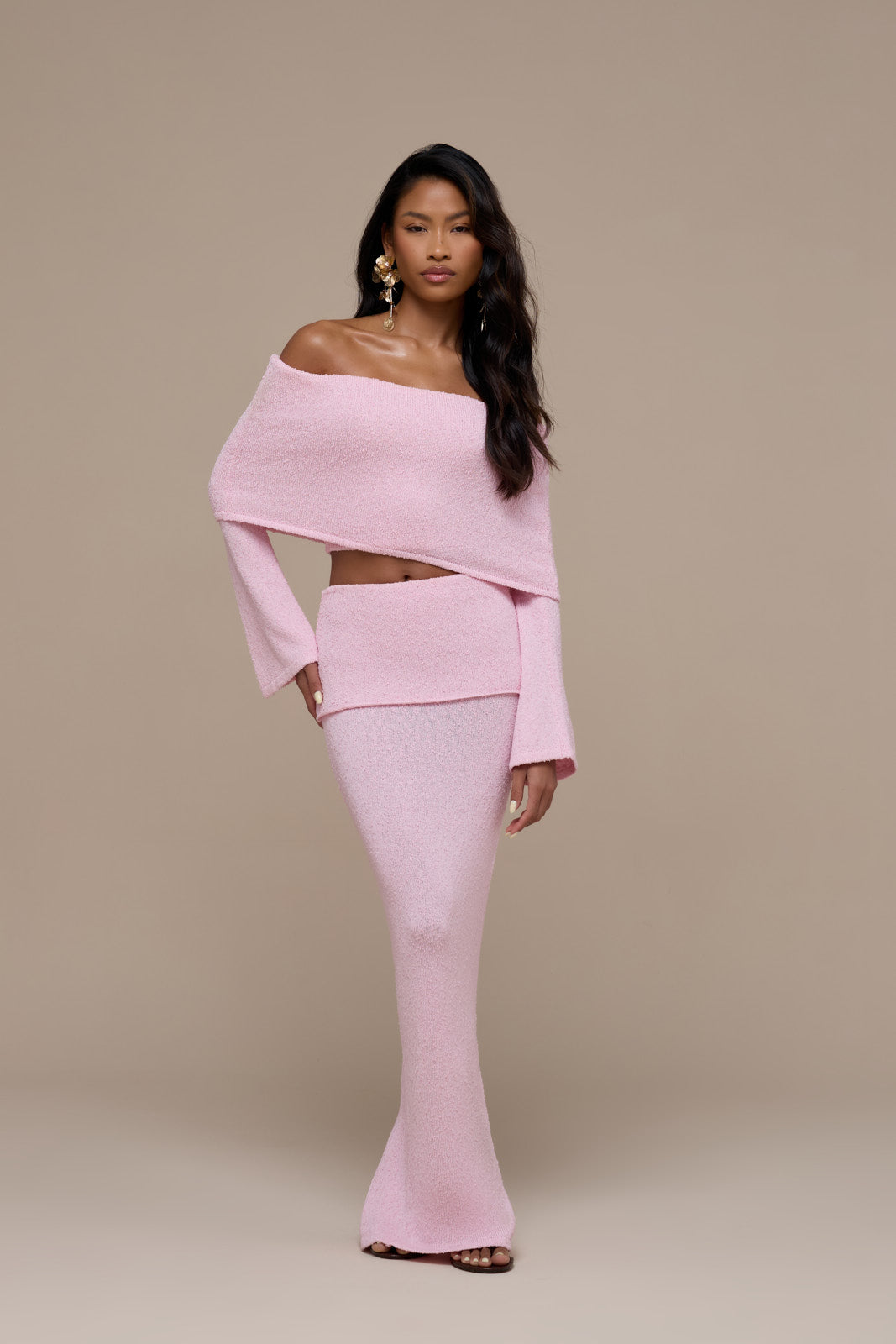 YASMIN BOUCLE MAXI SKIRT | BABY PINK