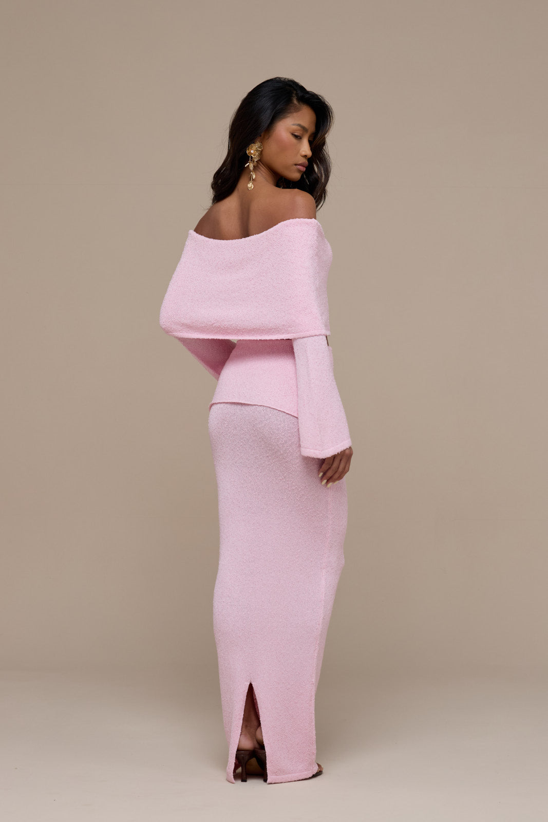 YASMIN BOUCLE MAXI SKIRT | BABY PINK