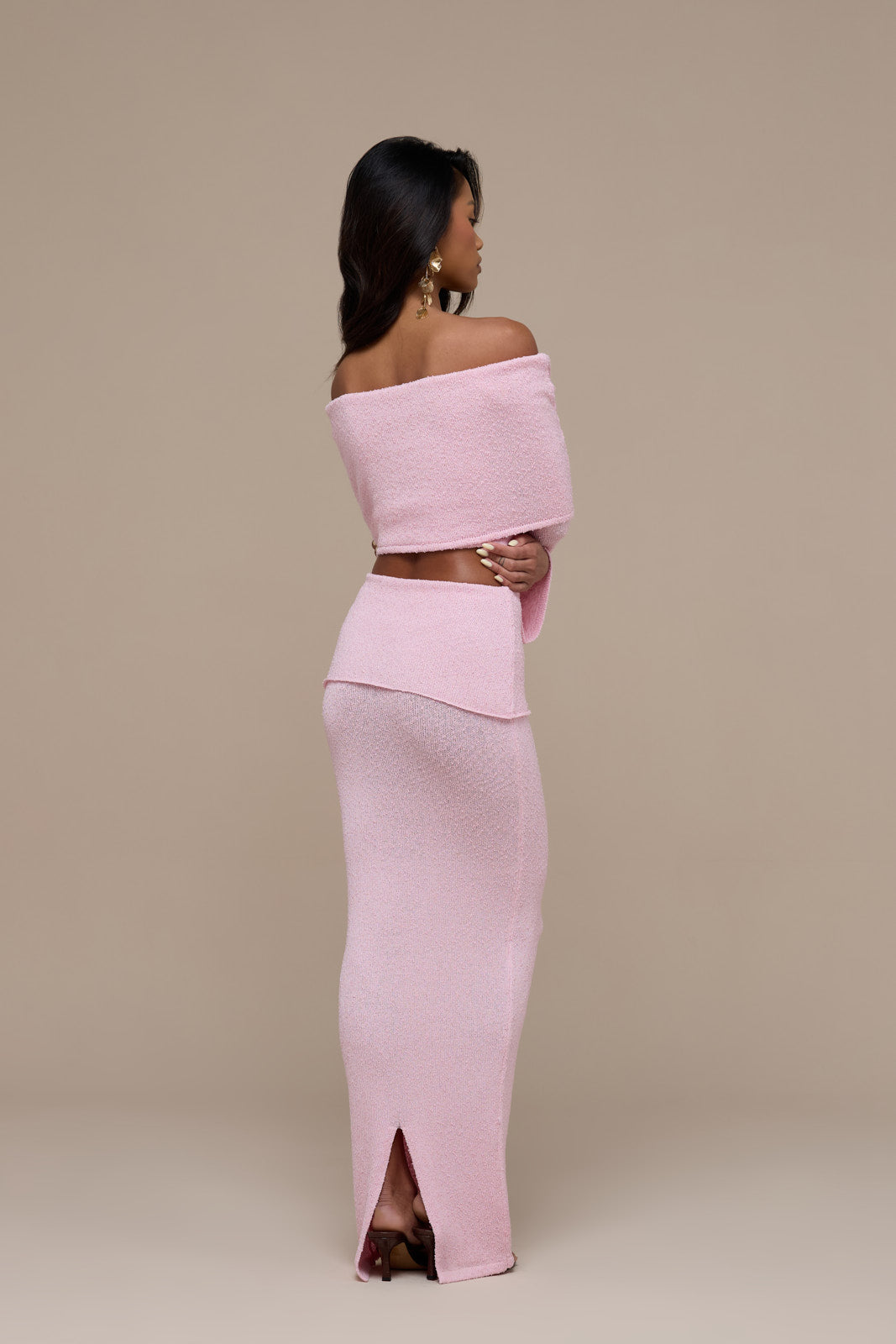 YASMIN BOUCLE MAXI SKIRT | BABY PINK