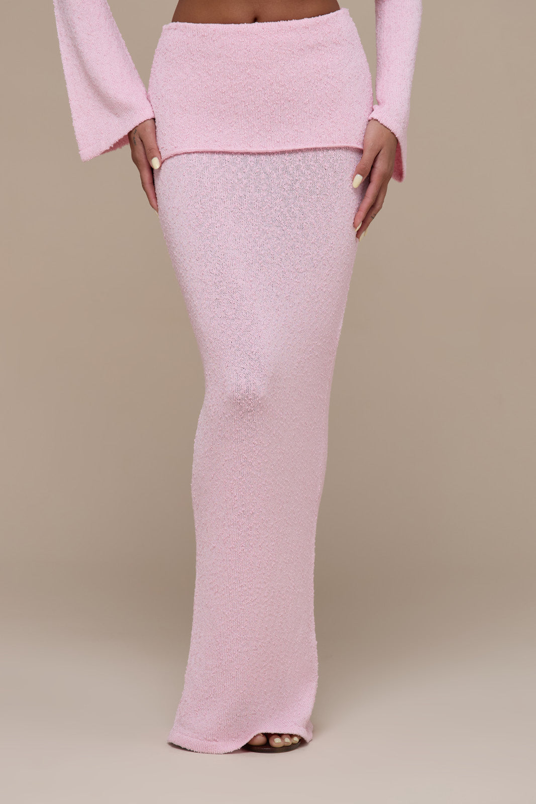 YASMIN BOUCLE MAXI SKIRT | BABY PINK