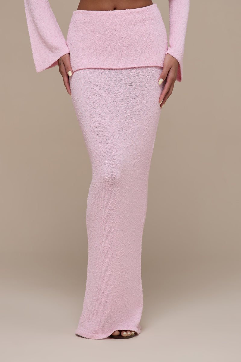 YASMIN BOUCLE MAXI SKIRT | BABY PINK