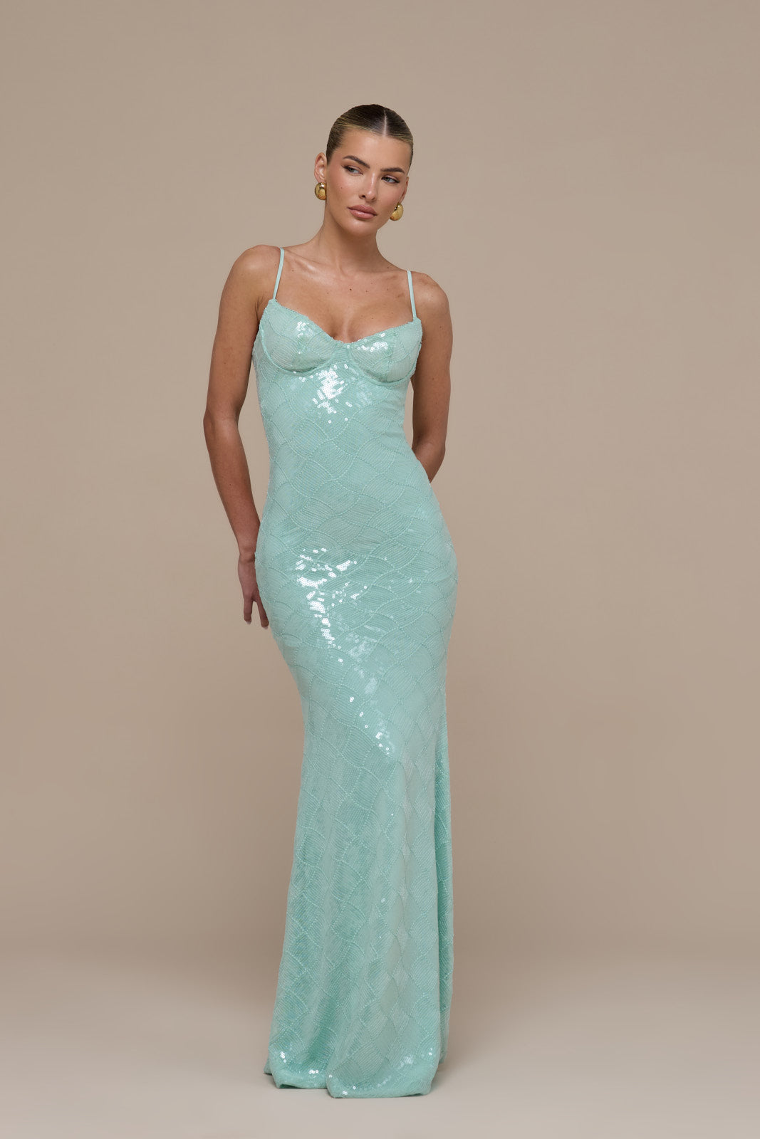 RHEA SEQUIN MAXI DRESS | AQUA BLUE Wander Doll RHEA SEQUIN MAXI DRESS | AQUA BLUE Wander Doll