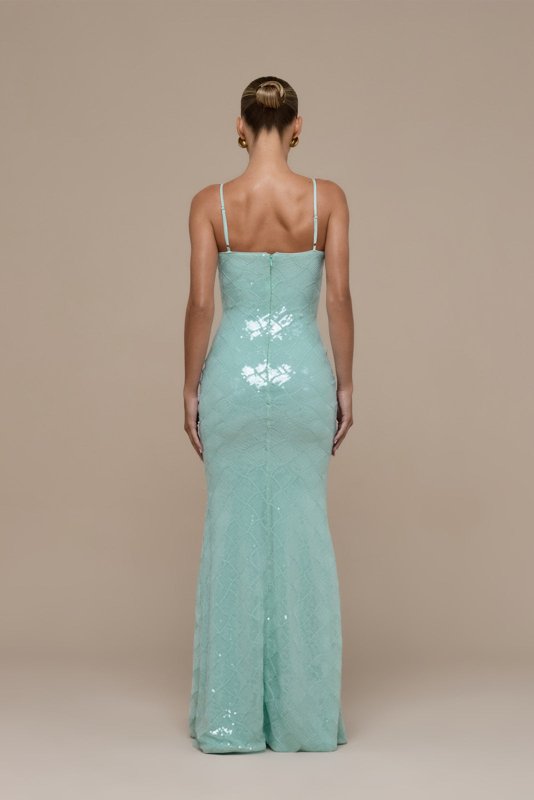 RHEA SEQUIN MAXI DRESS | AQUA BLUE
