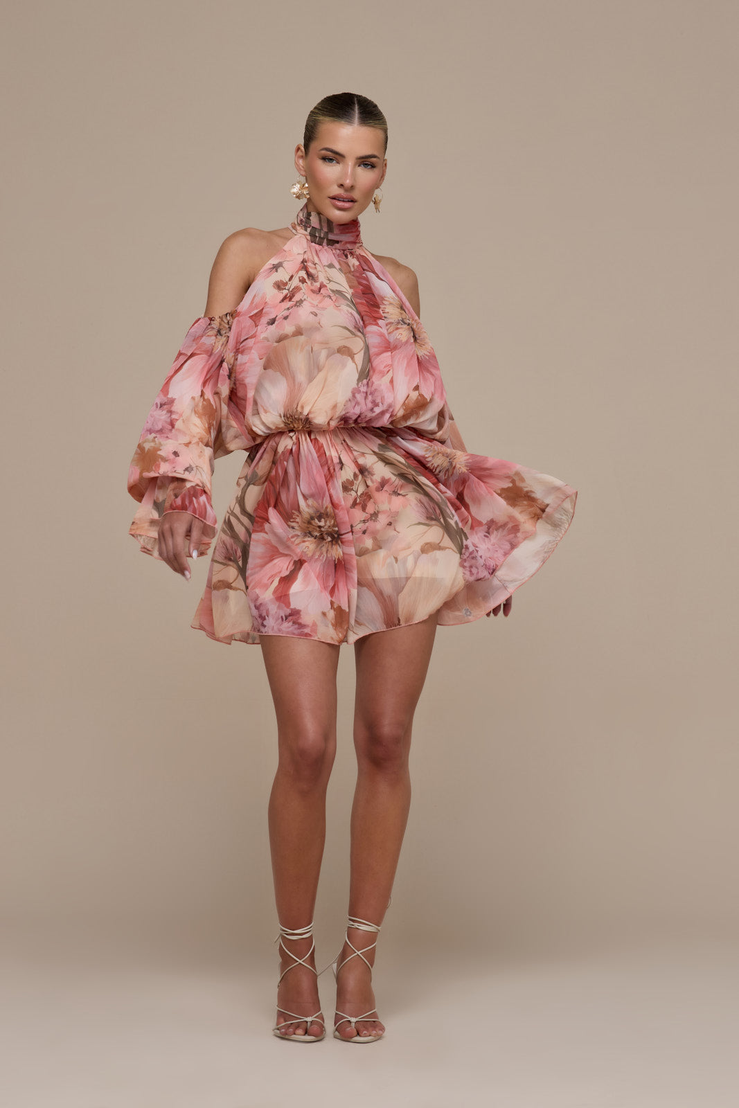UNA HALTER NECK MINI DRESS | FLORAL PRINT