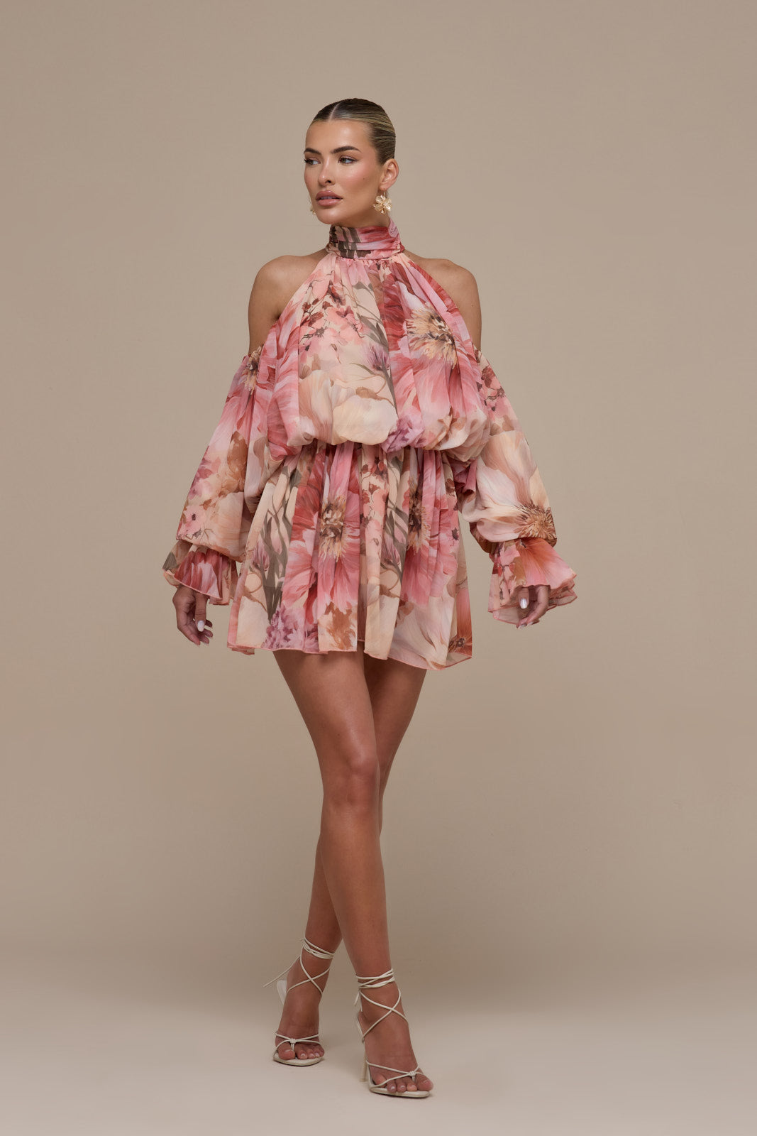 UNA HALTER NECK MINI DRESS | FLORAL PRINT