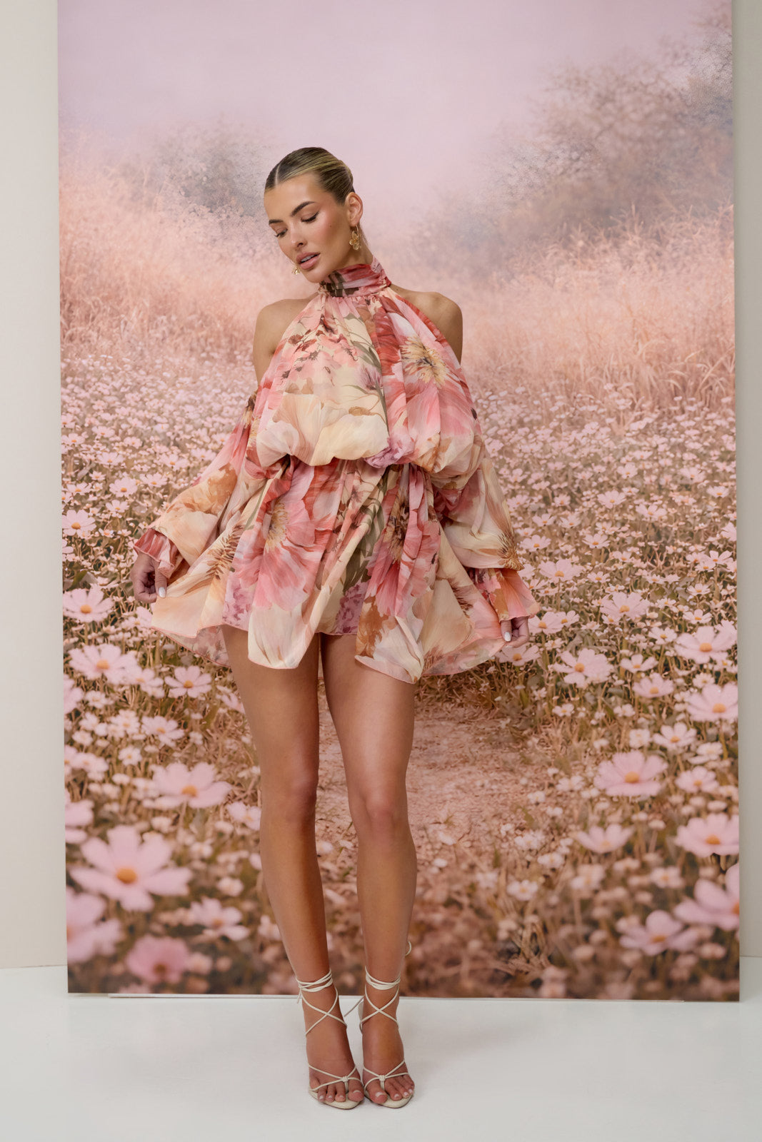 UNA HALTER NECK MINI DRESS | FLORAL PRINT