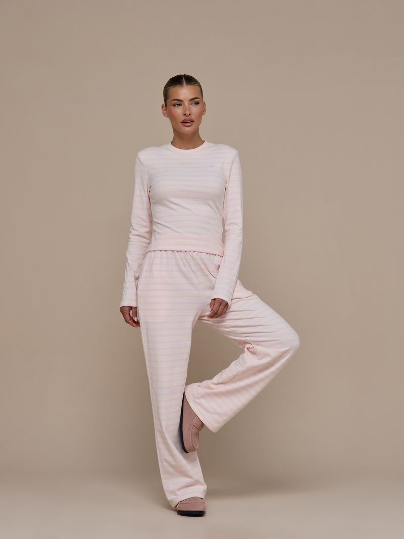 FRANKIE LONG SLEEVE ROUND NECK TOP | PINK & LEMON
