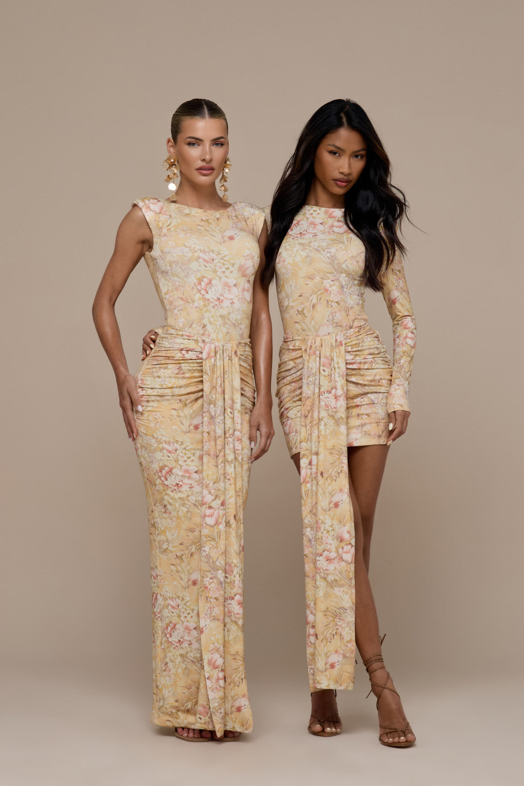 NARA DRAPE MAXI SKIRT | YELLOW FLORAL