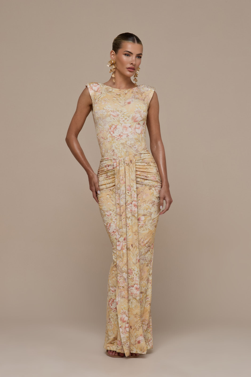 NARA SLEEVELESS BODYSUIT | YELLOW FLORAL