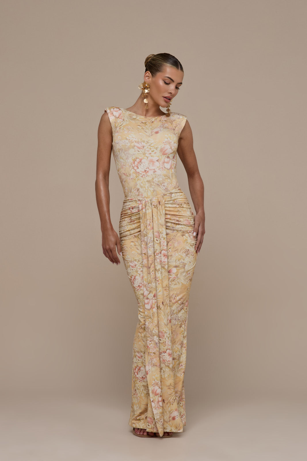 NARA SLEEVELESS BODYSUIT | YELLOW FLORAL