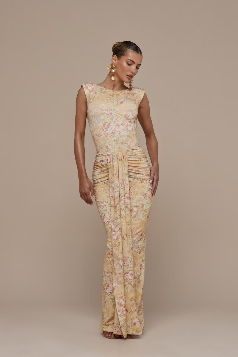 NARA SLEEVELESS BODYSUIT | YELLOW FLORAL