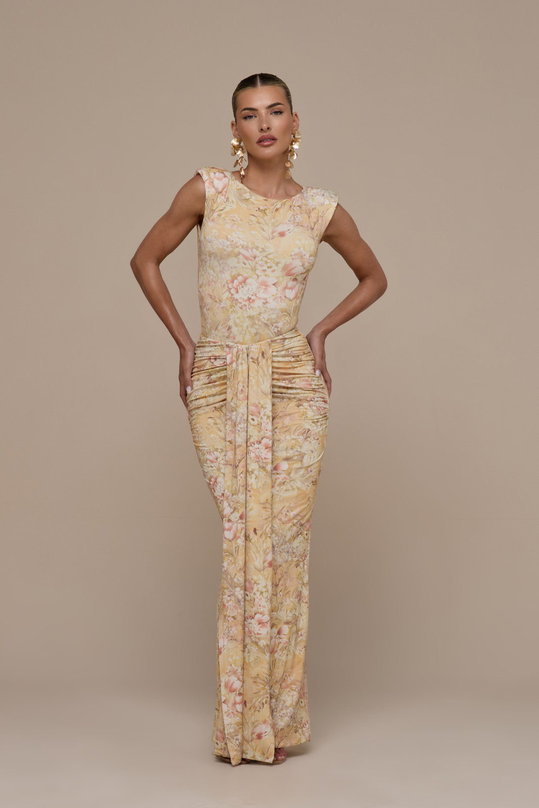 NARA SLEEVELESS BODYSUIT | YELLOW FLORAL