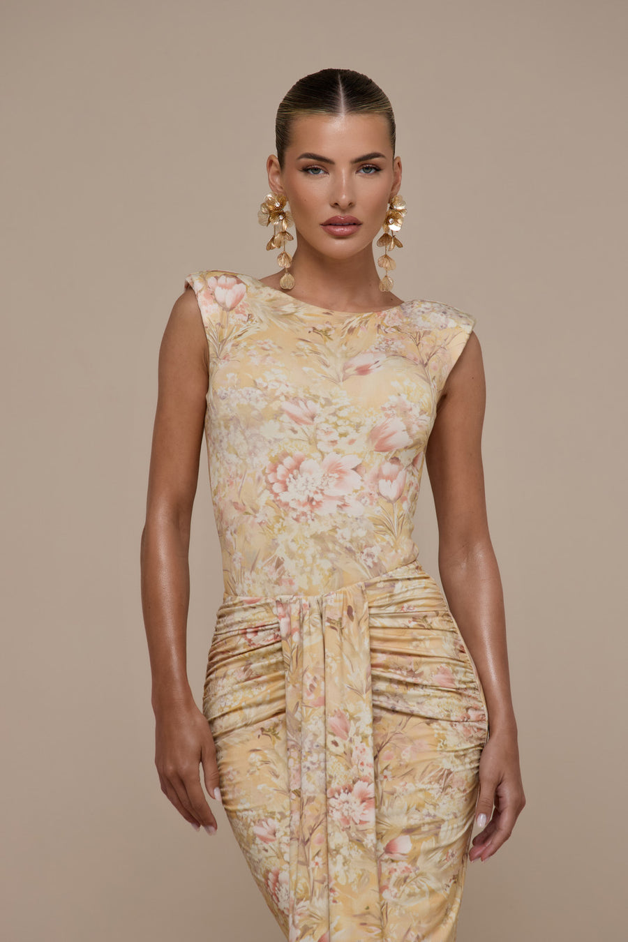 NARA SLEEVELESS BODYSUIT | YELLOW FLORAL