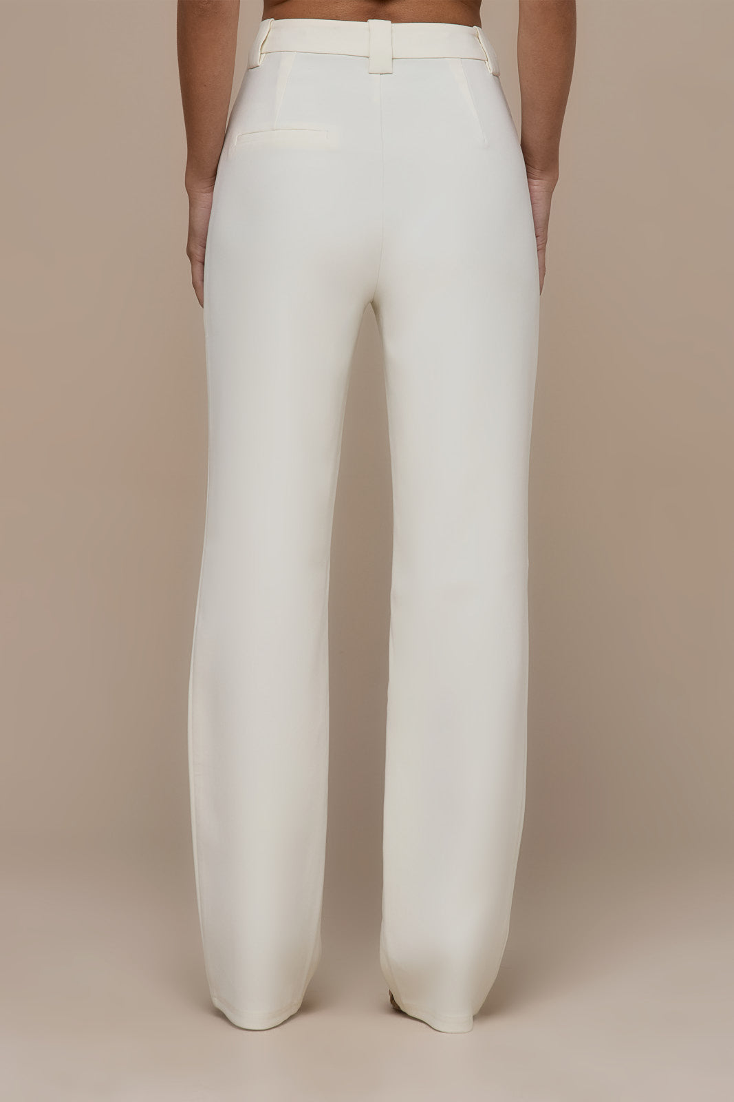 OLIVIA STRAIGHT LEG TROUSERS WITH ADJUSTABLE WAIST | CREAM