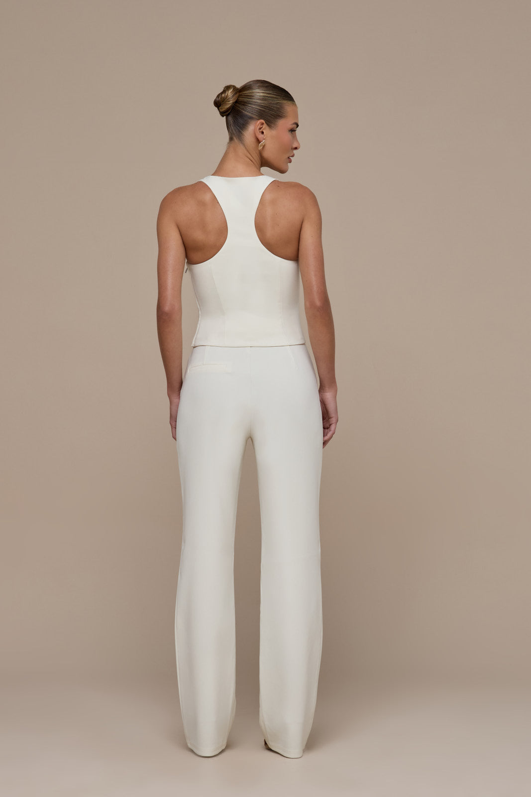 OLIVIA STRAIGHT LEG TROUSERS WITH ADJUSTABLE WAIST | CREAM