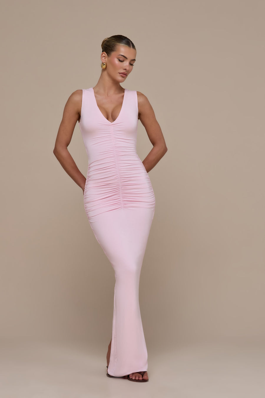 TATE SLEEVELESS MAXI DRESS | BABY PINK