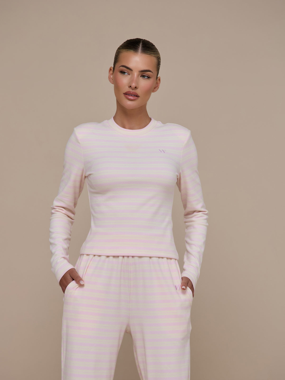 FRANKIE LONG SLEEVE ROUND NECK TOP | PINK & LEMON