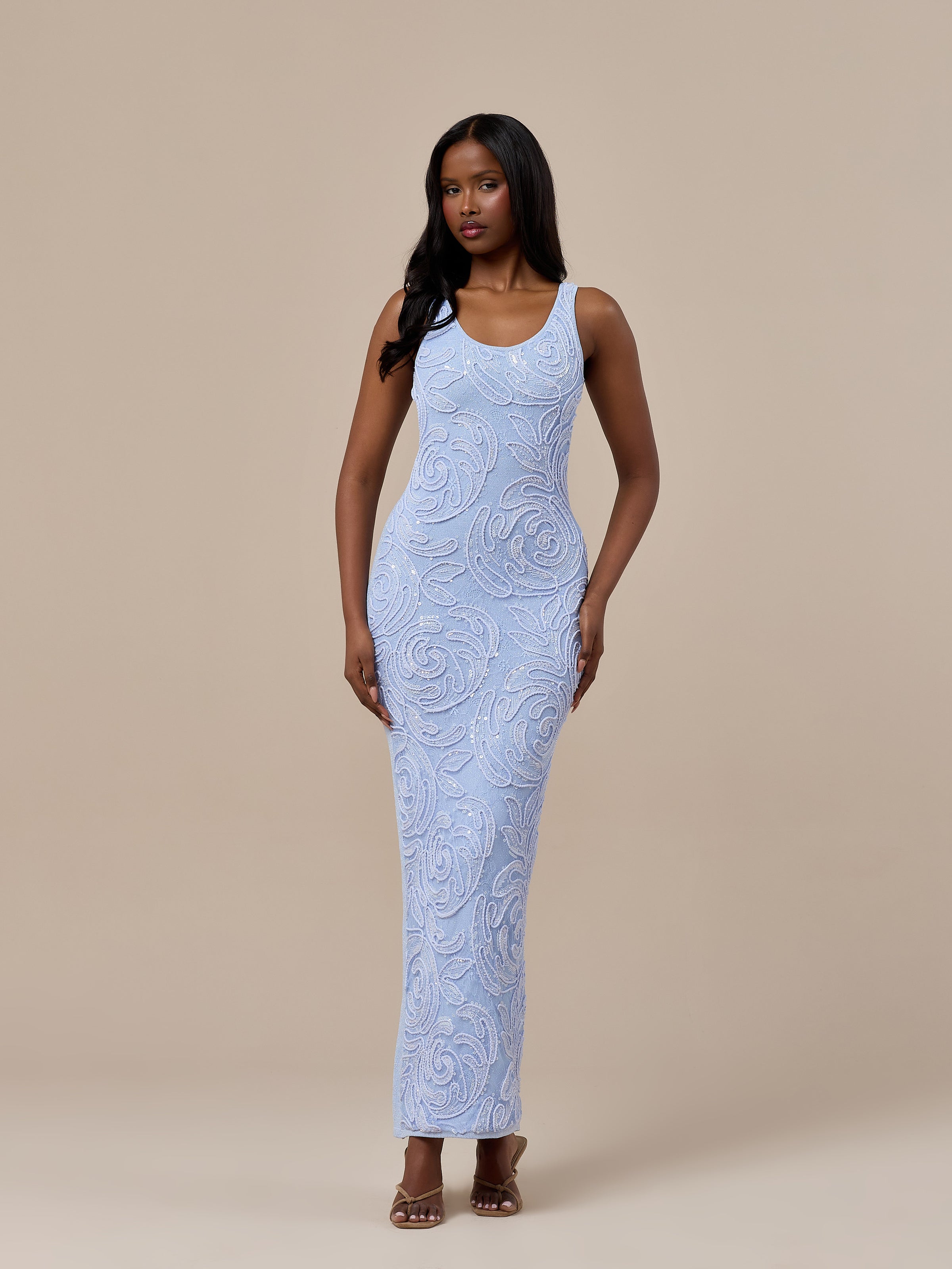 CALLA KNITTED MAXI DRESS WITH SEQUIN DETAIL