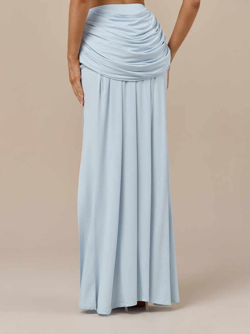 ATHENA DRAPE MAXI SKIRT | BABY BLUE