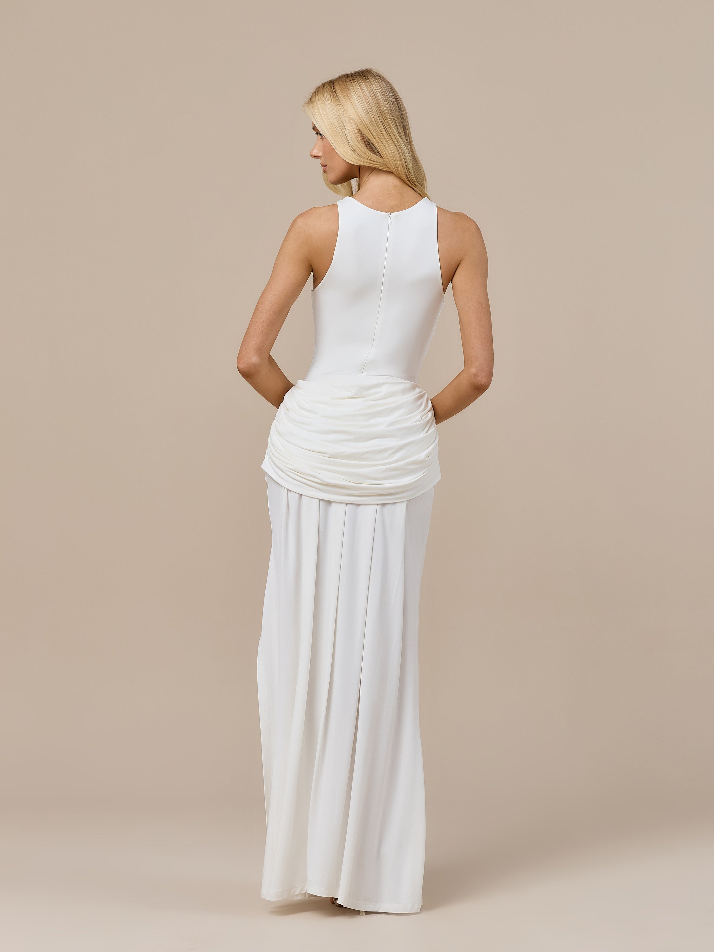 ATHENA DRAPE MAXI SKIRT | WHITE