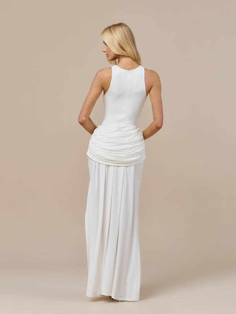 ATHENA DRAPE MAXI SKIRT | WHITE